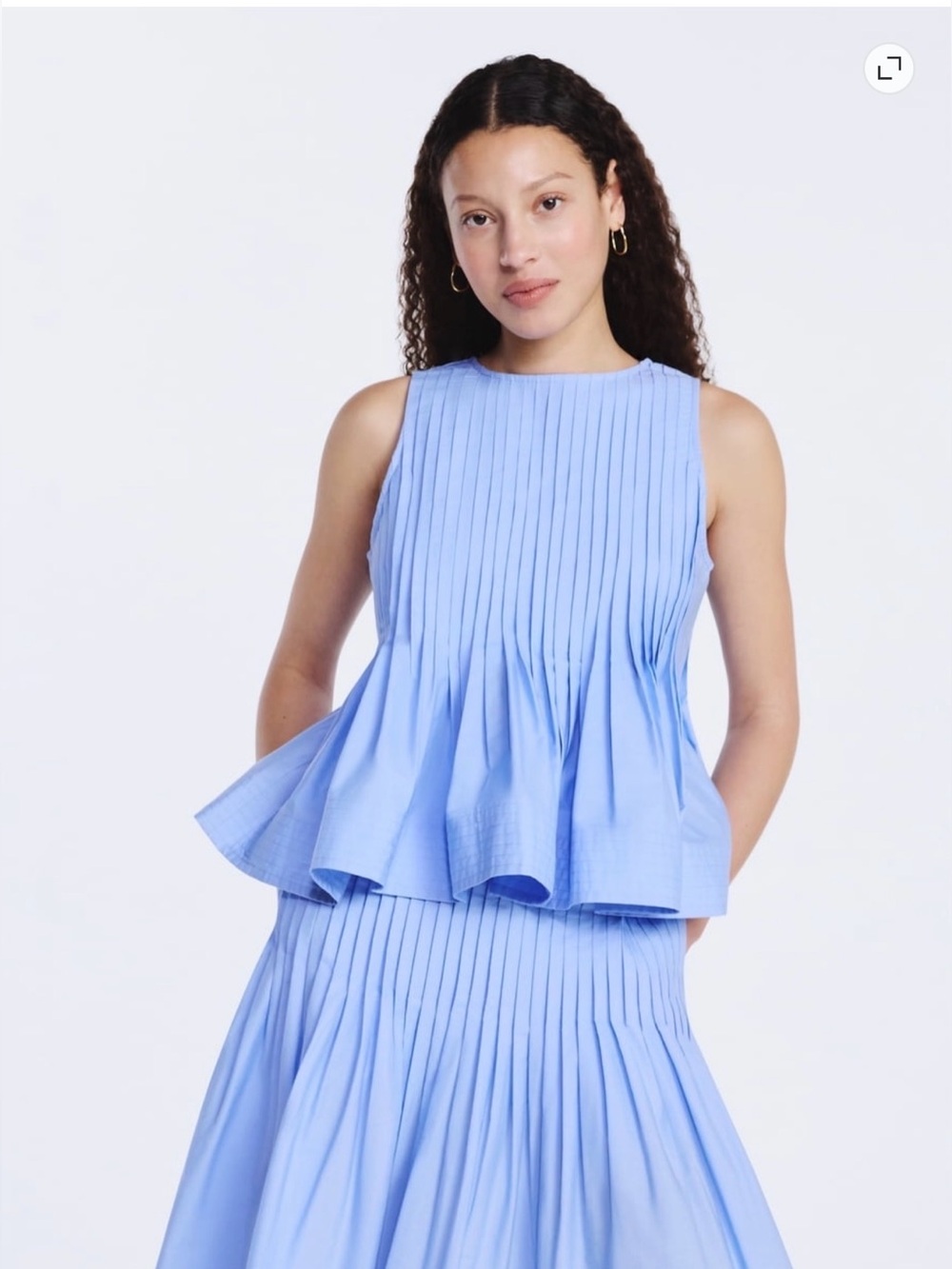 Free Assembly • Sleeveless Pleated Peplum Top in Light Blue